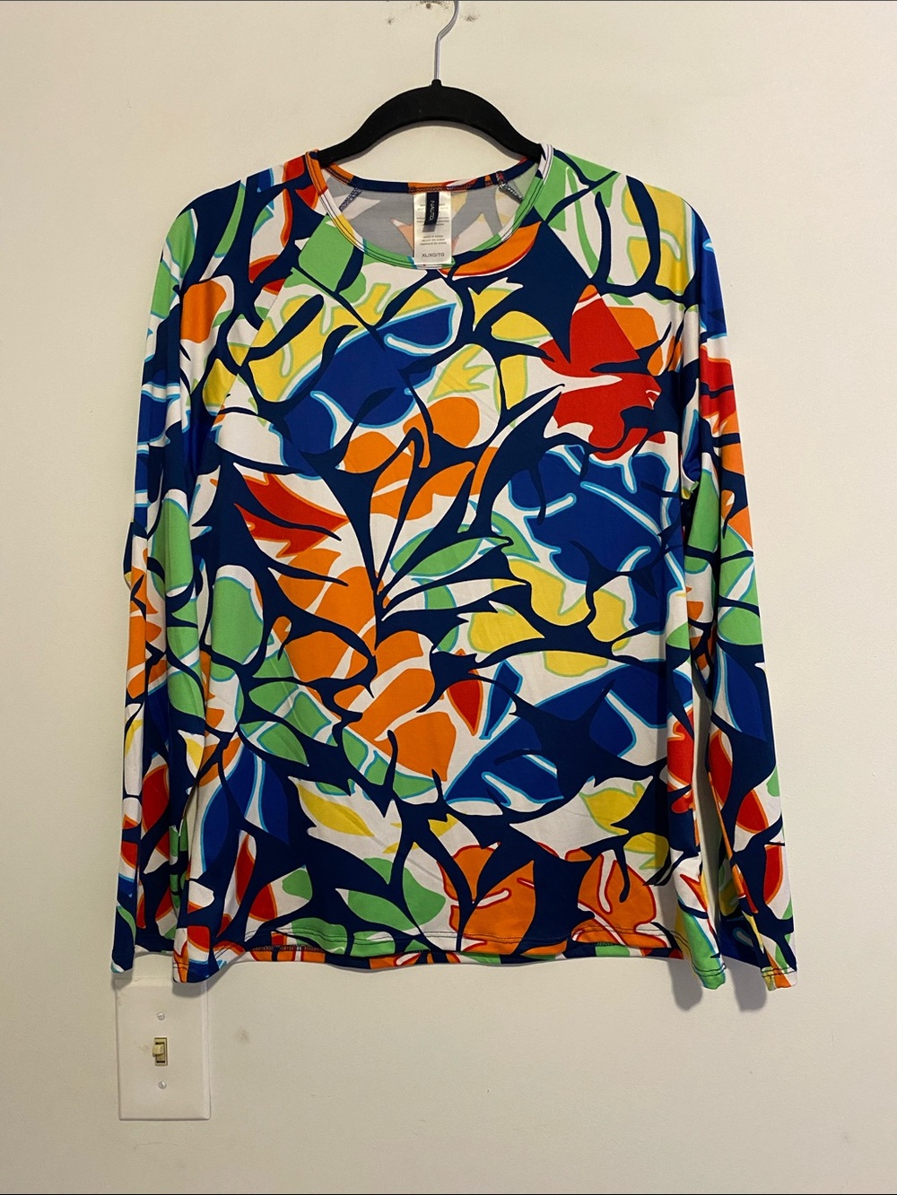 Nautica Multicolor Long-Sleeve Tropical Leaf Print Tee